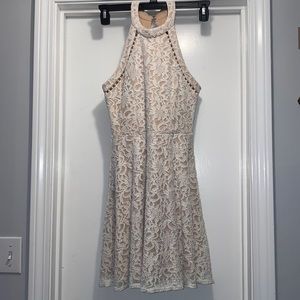 White lace semi-formal dress